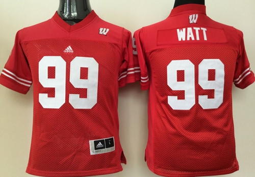 Badgers #99 J.J. Watt Red Stitched Youth NCAA Jersey